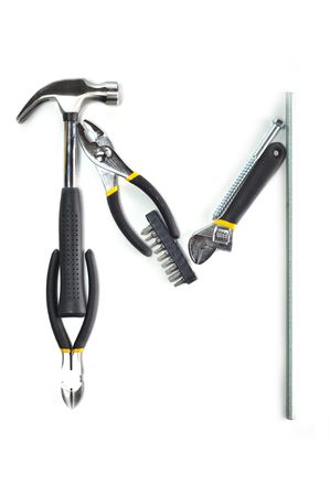 Many different tools on white backgroundの写真素材