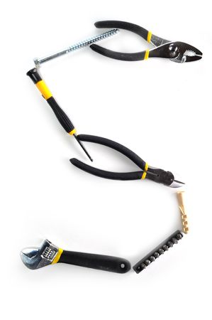 Many different tools on white backgroundの写真素材