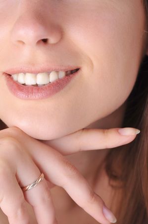 young woman face close upの写真素材