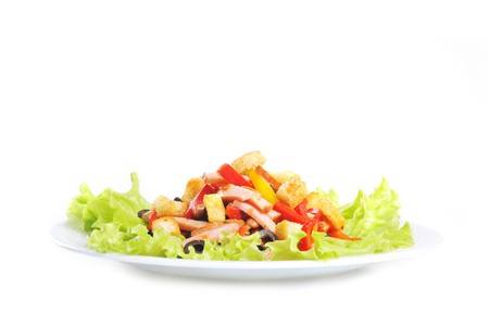 spice Mexican salad with meat on  plateの写真素材