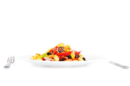 spice Mexican salad with meat on  plateの写真素材