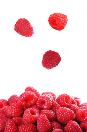 Ripe red raspberries close upの写真素材