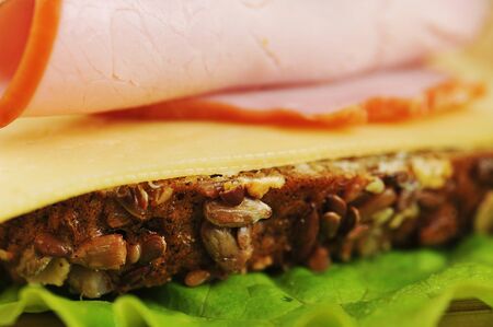 Sandwich with ham and cheese. close upの写真素材