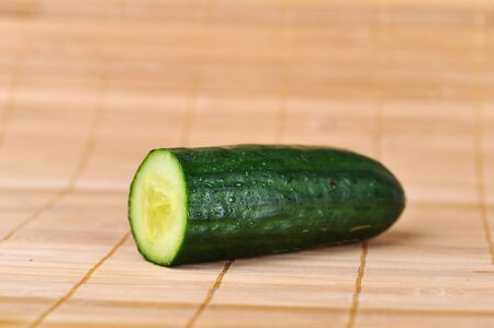 Part of a fresh green cucumber close upの写真素材