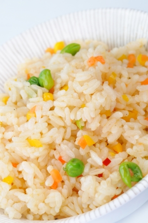 chinese cuisine, rice with peas, corn and carrotsの写真素材