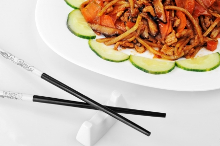 steamed vegetables with meat. Chinese cuisineの写真素材