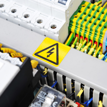 New control panel with  electrical equipment. Automatic electricity switchers