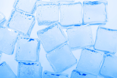 cubes of clear transparent ice close up