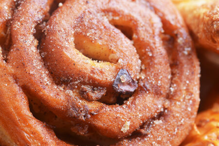 fresh baked buns on tableの写真素材