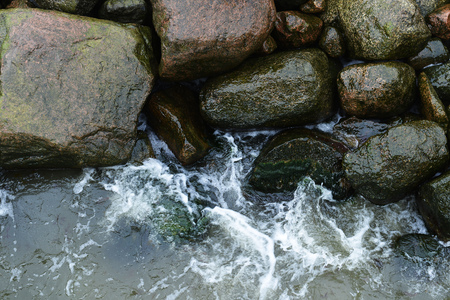 pile of large stones on courtyardの写真素材