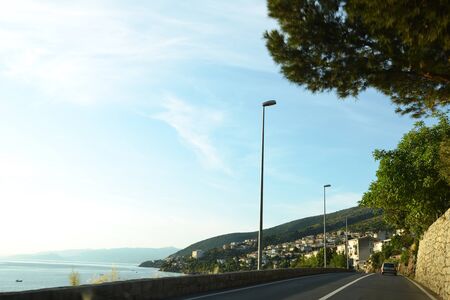 modern road near sea coastの写真素材