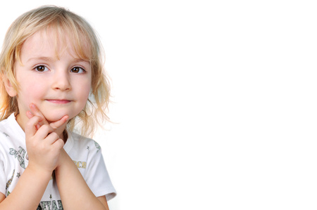 Portrait of lovely blond little girlの写真素材