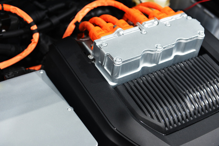 Car with open hood.car engine detailsの写真素材