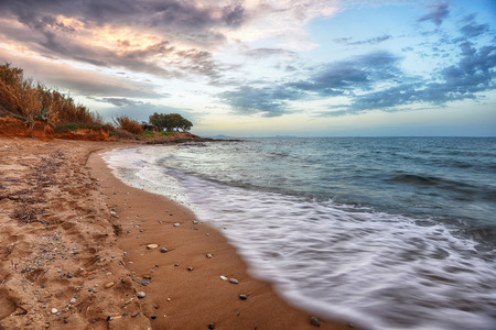 beach on sea shore. sea wave, sandの写真素材