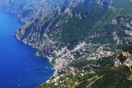 resort city in mountains and seaの写真素材