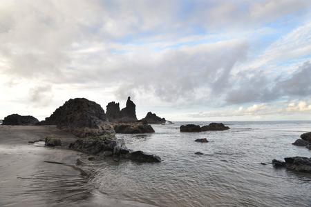 sky above rocks and stony coast. Sea landscapeの写真素材