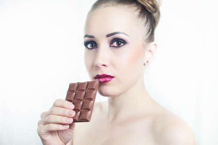 girl with chocolateの写真素材