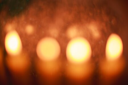 Candles orange bokeh lightの写真素材