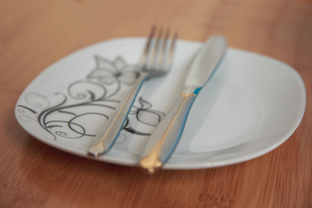 The position of cutlery after dinner tells somethingの写真素材