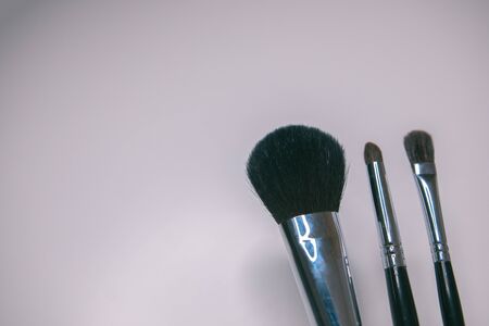Makeup brushes set on white background  is ready for a your textの写真素材