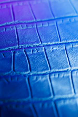 Macro Texture of Crocodile Skin in Blue and Purple Tonesの写真素材