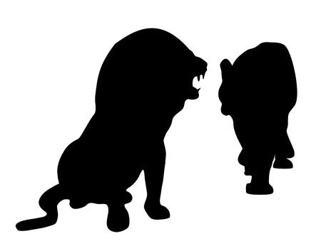 Silhouette of lionsの写真素材