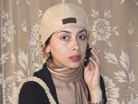 Girl talking in phoneの写真素材