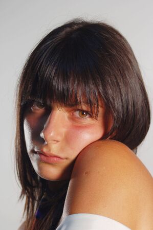 Portrait beautiful young brunette girl with cravate
