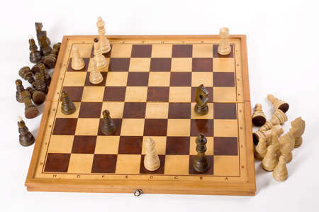 Chess game, checkmate to black king-focus on black king and white queen