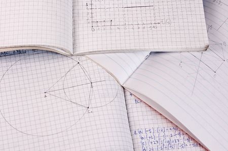 Mathematics home work written at school notebookの写真素材