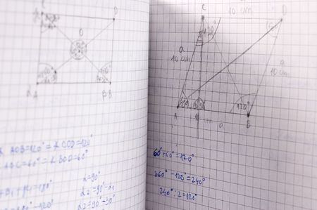 Mathematics home work written at school notebookの写真素材