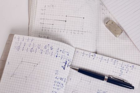 Mathematics home work written at school notebookの写真素材