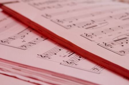 Composition of music notes written on paperの写真素材