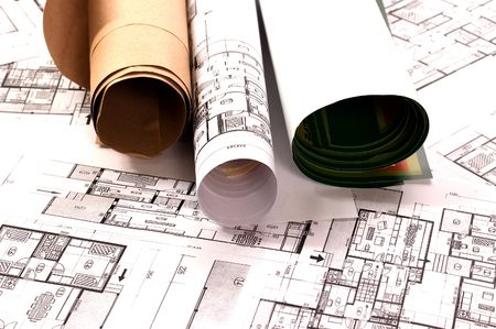 Architecture planning of interiors designe on paper
