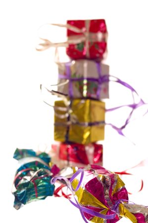 Christmas or birthday gift box with surprises in itの写真素材