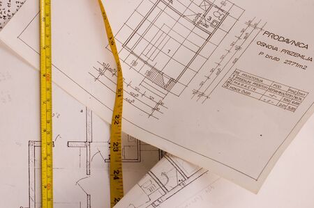 Architecture designe planning of interiors with metreの写真素材