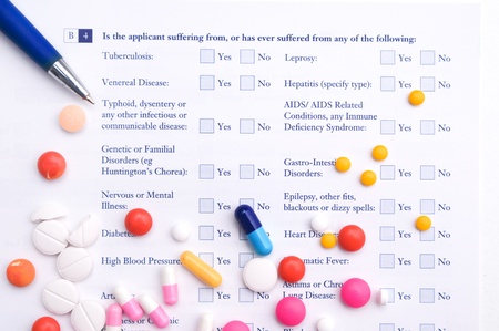 Medical certificate form that requires to fill out his required information with pills and capsule