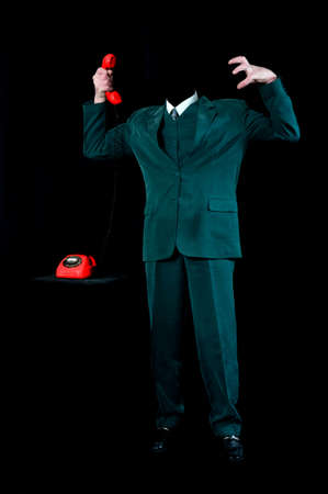 Invisible business man talking with phone to someone