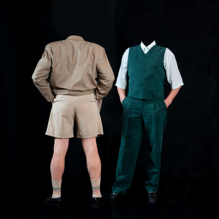 Two business men without head talking to each other and standingの写真素材