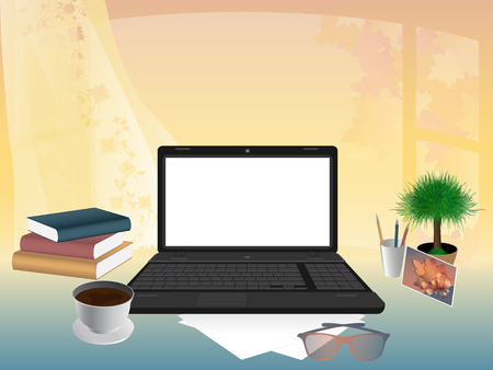 Business concept. Office interior, workplace organization. のイラスト素材