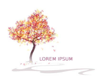 Colorful Abstract tree. Autumn colors. Fall foliage. Background with place for inscription. Vector,のイラスト素材