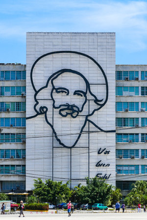 Monument in tribute to Fidel Castro Revolution Square in Havanaのeditorial素材