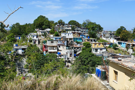 Houses of Havana residents in the suburbs of Havana in Cubaのeditorial素材
