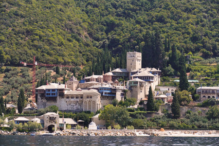 Greece, Mount Athos, Docheiariou Monastery. Docheiariou Monastery is one of the twenty Orthodox...