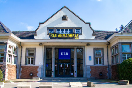 Belgium, Brussels, Free University of Brussels, ULB. Entrance to the audience Paul Janson, Free...