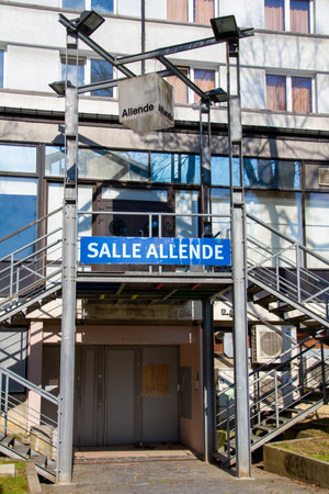 Belgium, Brussels, Free University of Brussels, ULB. Entrance to the Allende room. The Free University of Brussels, ULB.のeditorial素材