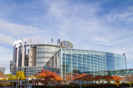 Strasbourg, France, October 31, 2021. The European Parliament is the parliamentary body of the European Union, EU, elected by direct universal suffrage. It shares the legislative power of the European Union with the Council of the European Union.のeditorial素材