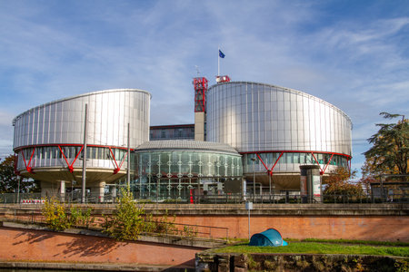 Strasbourg, France, October 31, 2021. The European Court of Human Rights is an international court established in 1959 by the Council of Europe with the mission of ensuring compliance with the commitments entered into by the States signatory to the Europeのeditorial素材