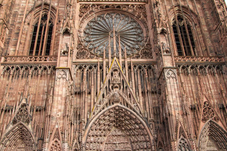 Strasbourg, France, October 31, 2021, Notre-Dame de Strasbourg Cathedral is a Gothic cathedral.のeditorial素材
