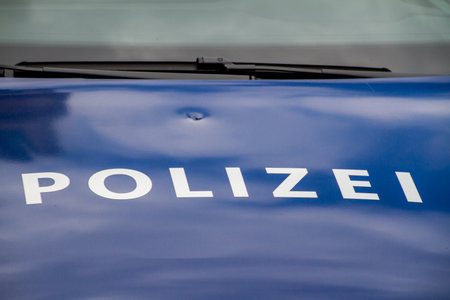 Vienna, Austria, July 21, 2021. Polizei, Police car with an impactのeditorial素材